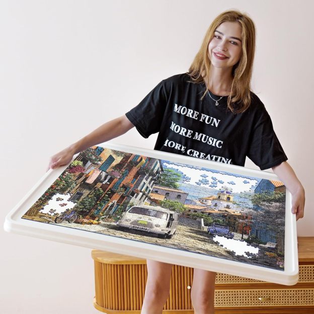 ⏰ LAST DAY 60% OFF 1500 Pieces Rotating Plastic Puzzle Board with Drawers and Cover, 35"x27" Portable Spinning Jigsaw Puzzle Table for Adults, Upgraded Lazy Susan, Ideal Gift for Mum