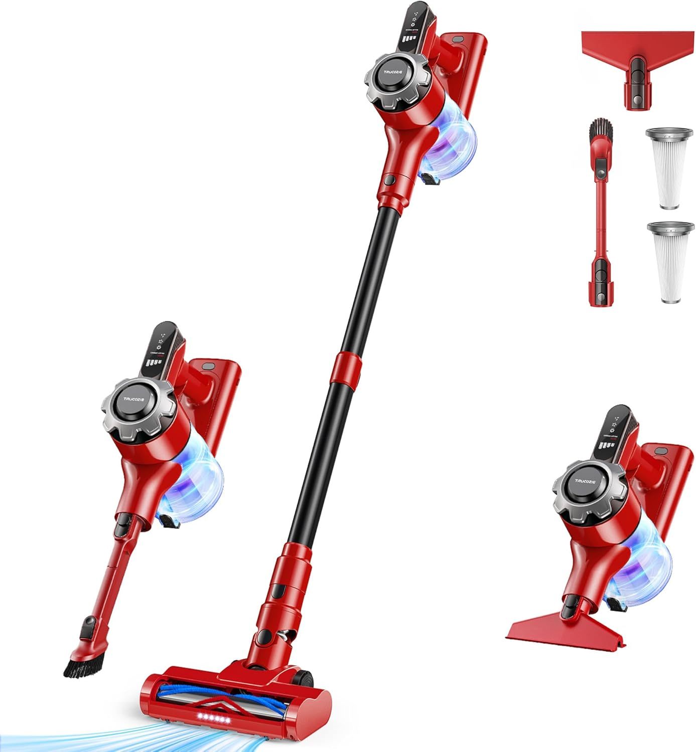 Cordless Vacuum Cleaner, 8-in-1 Lightweight Stick Vacuum with 45mins Runtime, Powerful Suction, Rechargeable Cordless Vacuum for Carpet, Tile, Pet Hair, Hardwood Floors, Pink