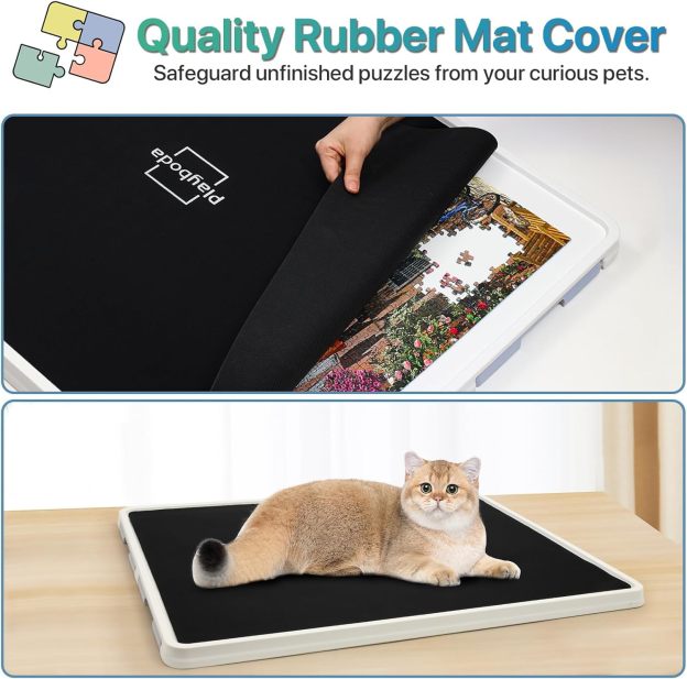 ⏰ LAST DAY 60% OFF 1500 Pieces Rotating Plastic Puzzle Board with Drawers and Cover, 35"x27" Portable Spinning Jigsaw Puzzle Table for Adults, Upgraded Lazy Susan, Ideal Gift for Mum