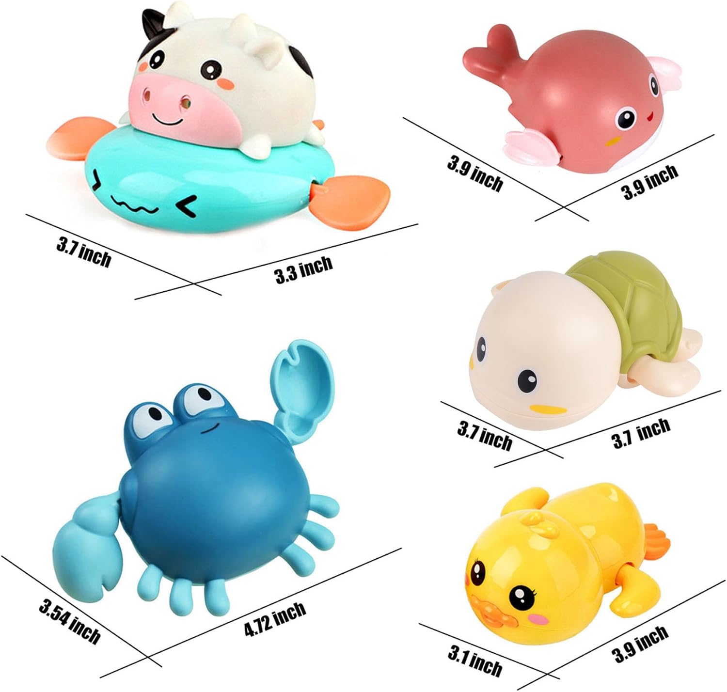 Bath Toy,Cute Animal Clockwork Bathtub Swimming Pool Toy,Baby Bath Toys for Toddlers 1-3, Boys & Girls Water Bath Toy Set,5 Pack