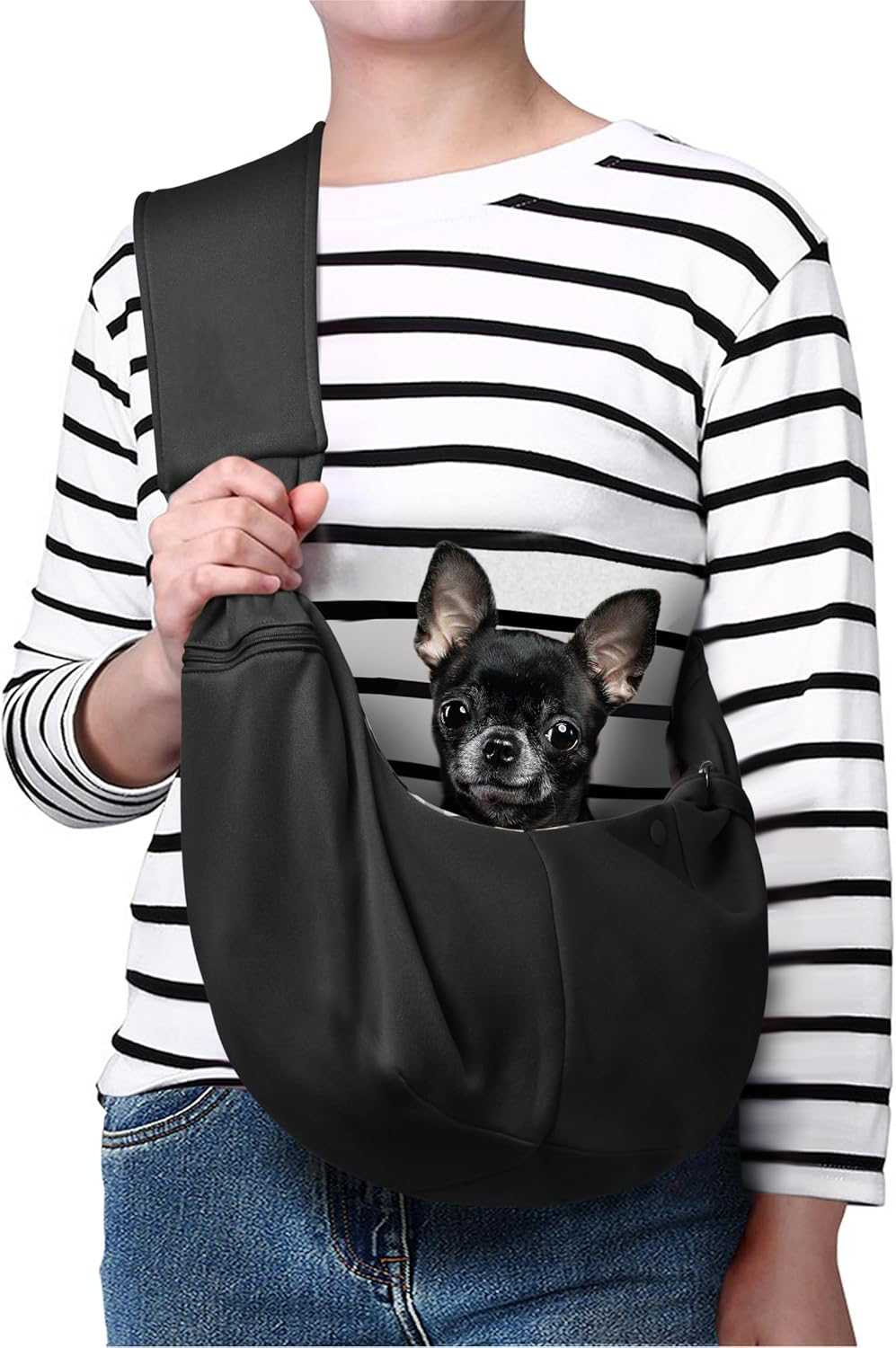 Small Pet Zipper Pocket & Adjustable Strap Carrier - for 3-10 lbs Pets 