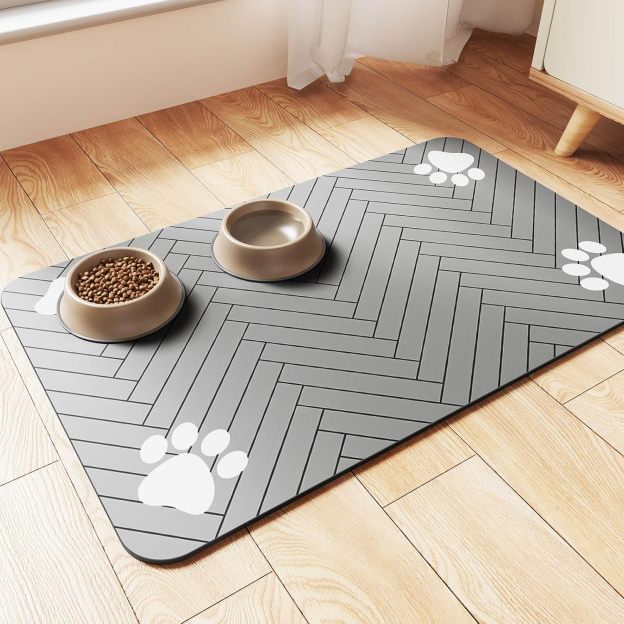 Pet Feeding Mat-Absorbent Pet Placemat for Food and Water Bowl