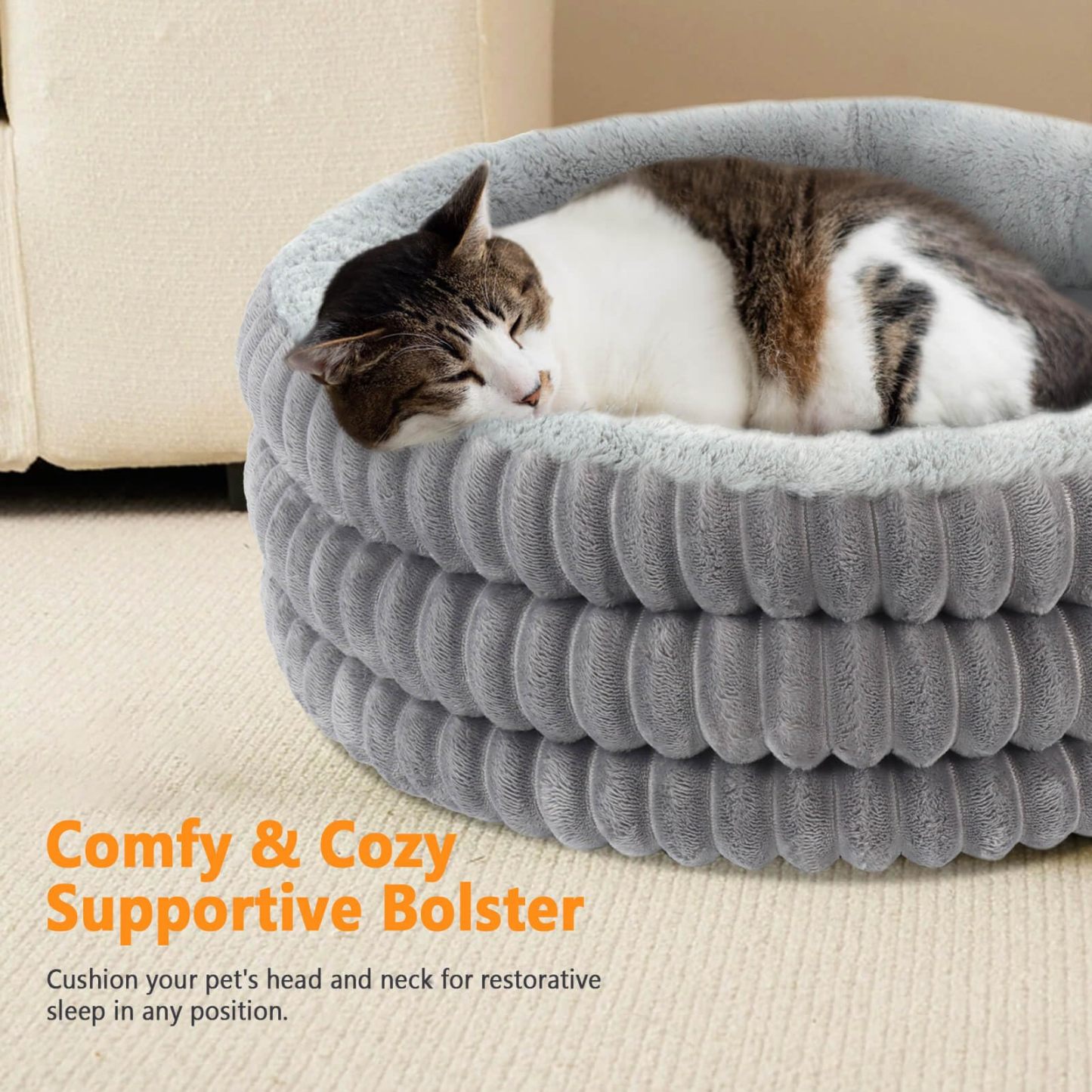 Heated Cat Bed Indoor, 20" Round Donut 