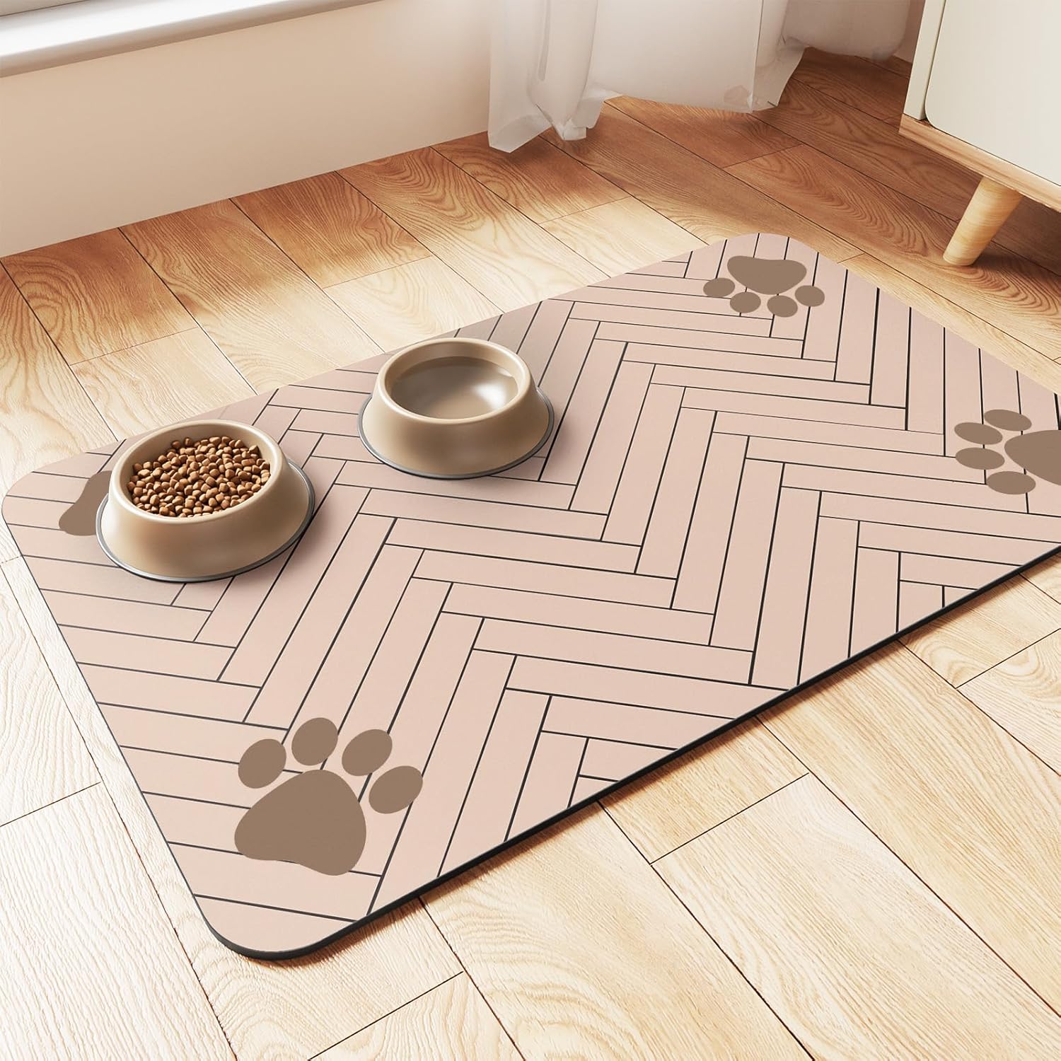 Pet Feeding Mat-Absorbent Pet Placemat for Food and Water Bowl