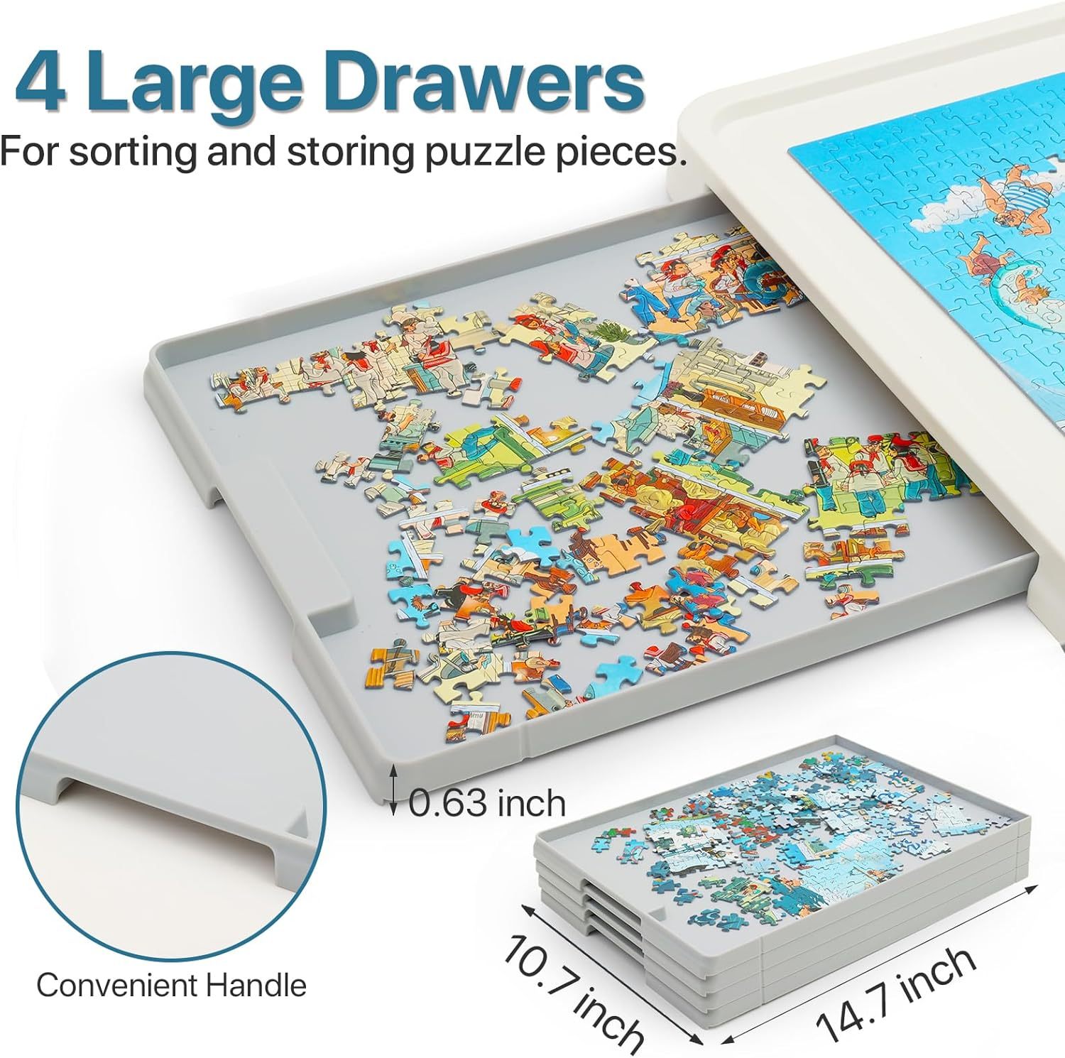 ⏰ LAST DAY 60% OFF 1500 Pieces Rotating Plastic Puzzle Board with Drawers and Cover, 35"x27" Portable Spinning Jigsaw Puzzle Table for Adults, Upgraded Lazy Susan, Ideal Gift for Mum