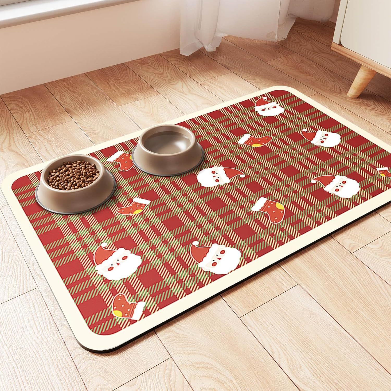 Pet Feeding Mat-Absorbent Pet Placemat for Food and Water Bowl