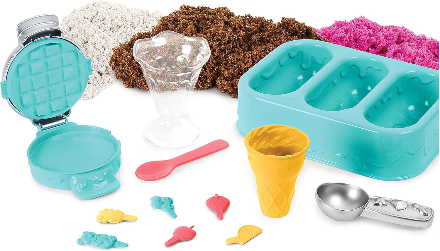 Kinetic Sand Scents, Ice Cream Treats Playset, Easter Basket Stuffers, Includes 3 Scented Colors of Moldable Play Sand & 6 Tools, Sensory Toys for Kids