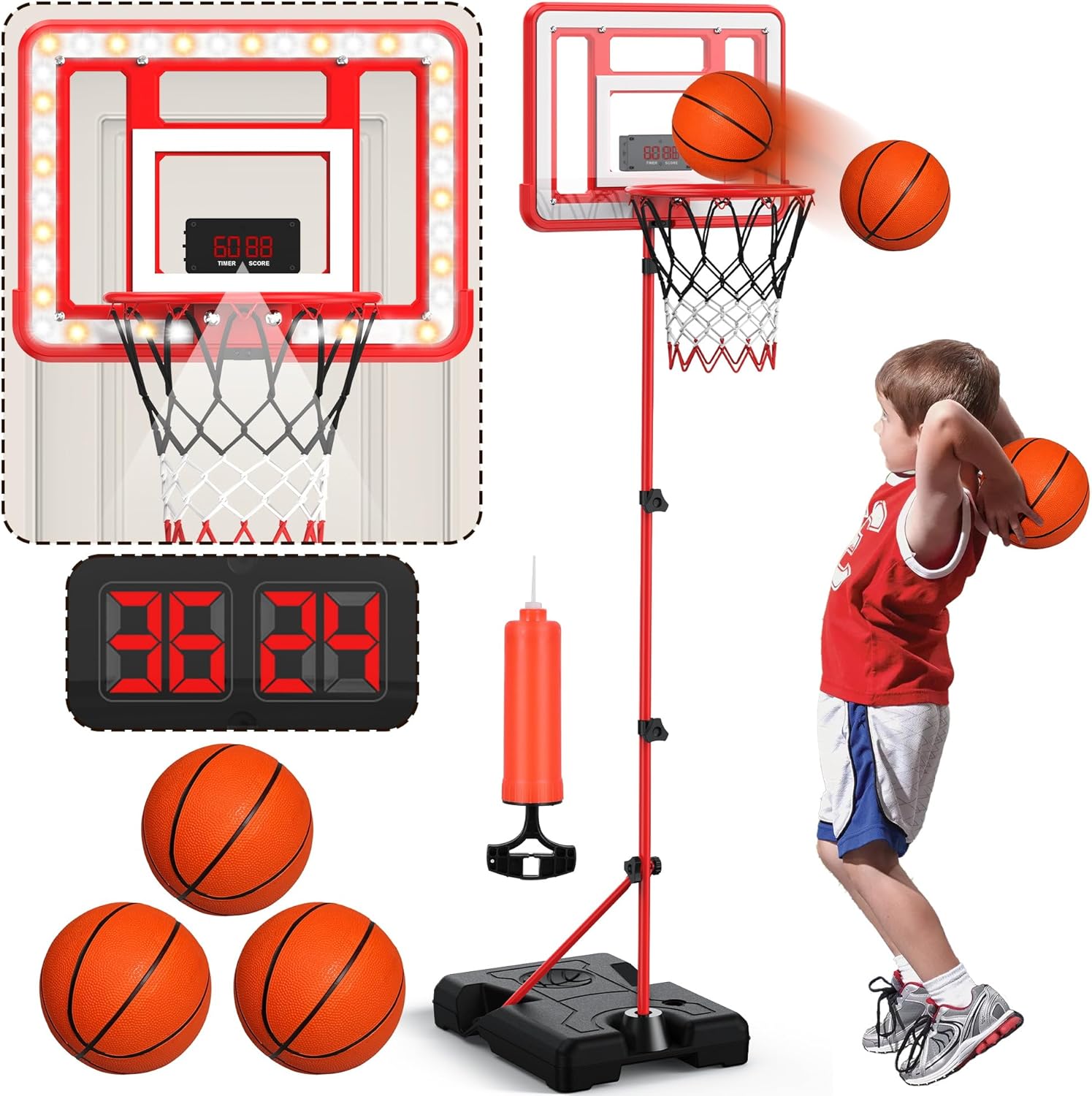 ⏰Kids' Gifts 💥Kids Indoor Basketball Hoop with Scoreboard & Timer