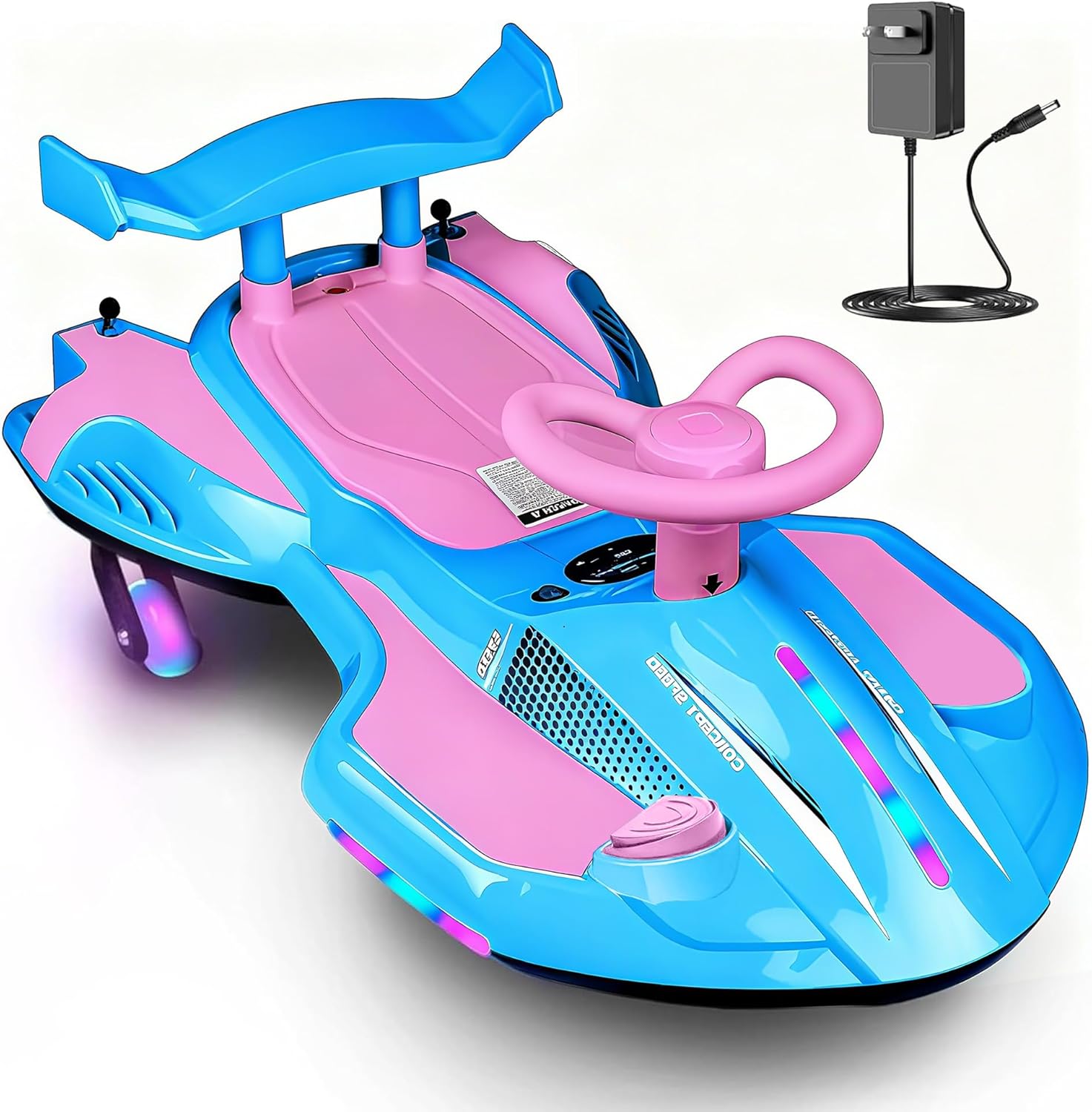 ⏰ LAST DAY 80% OFF  12V Electric Wiggle Car with Pedal for Kids, Rechargeable 2 in 1 Swing Car, Drifting Ride On Toys with Backrest, Anti-Rollover, Spray, Flashing Light, Music, for Ages 3 and Up (Pink)