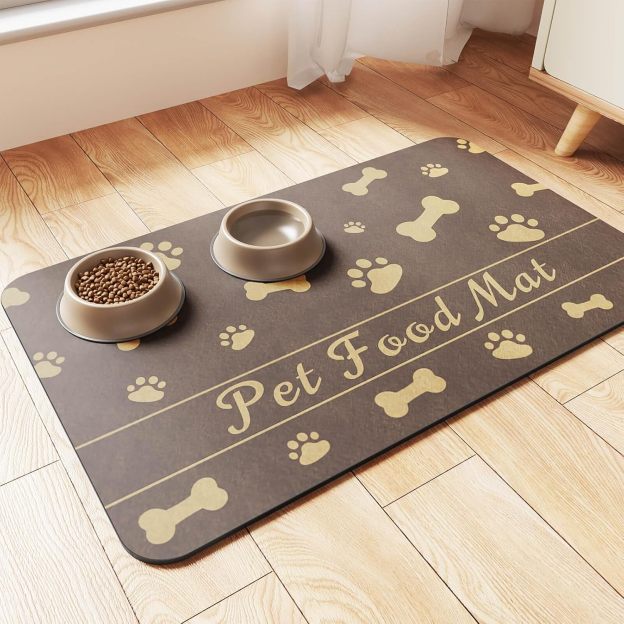 Pet Feeding Mat-Absorbent Pet Placemat for Food and Water Bowl
