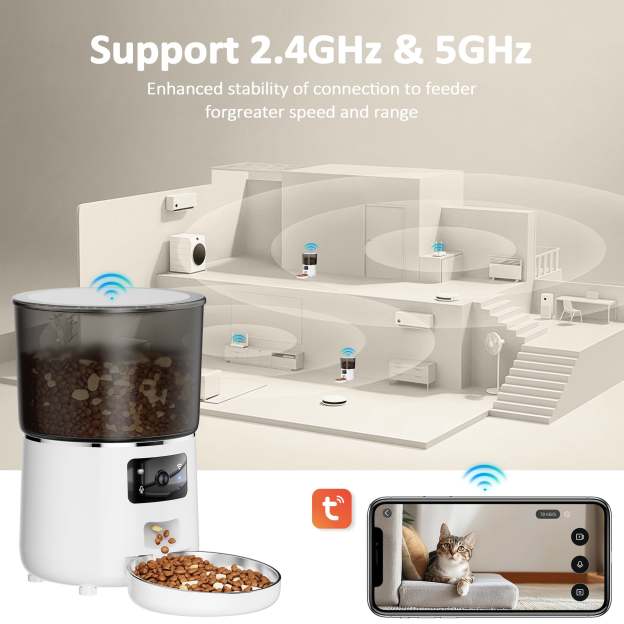 Automatic Cat Feeders with 304 Stainless Steel Bowl,4L Automatic Cat Food Dispenser with 1080P Camera