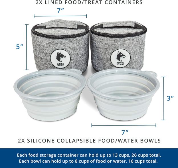 Approved Backpack with Foldable Bowls & Food Containers for Dogs 