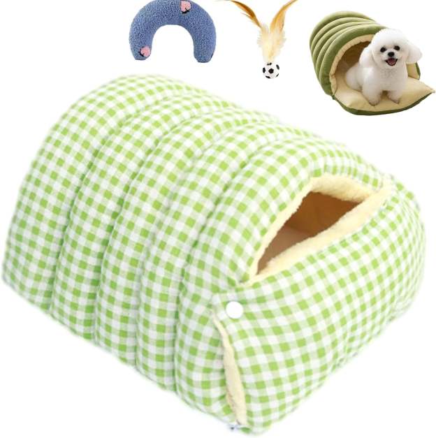 Cozy Monster Cat Bed, Niopets Cave Style Pet Bed Non-Slip Removable Washable, Fleece Soft Cat Sleeping Bag Tent with Removable Cushion Indoor (Purple, Large)