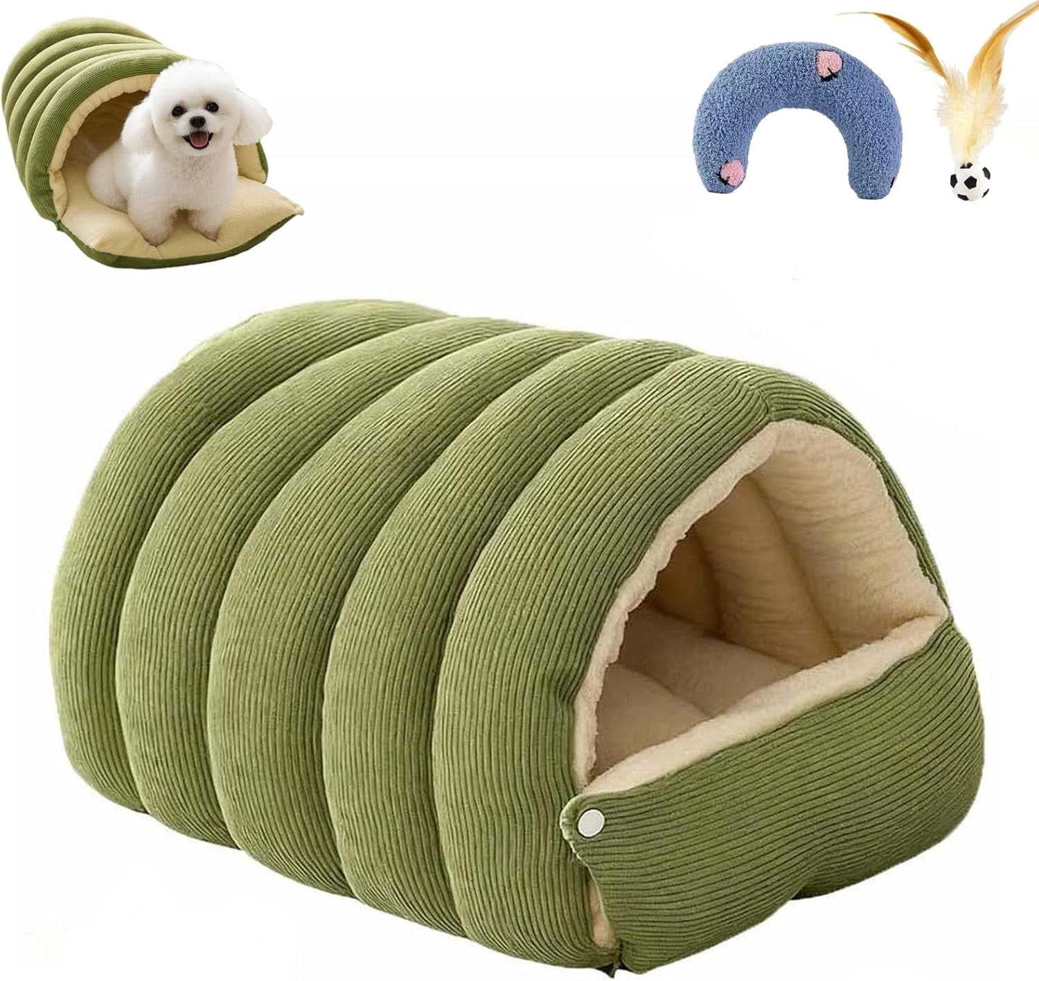 Cozy Monster Cat Bed, Niopets Cave Style Pet Bed Non-Slip Removable Washable, Fleece Soft Cat Sleeping Bag Tent with Removable Cushion Indoor (Purple, Large)