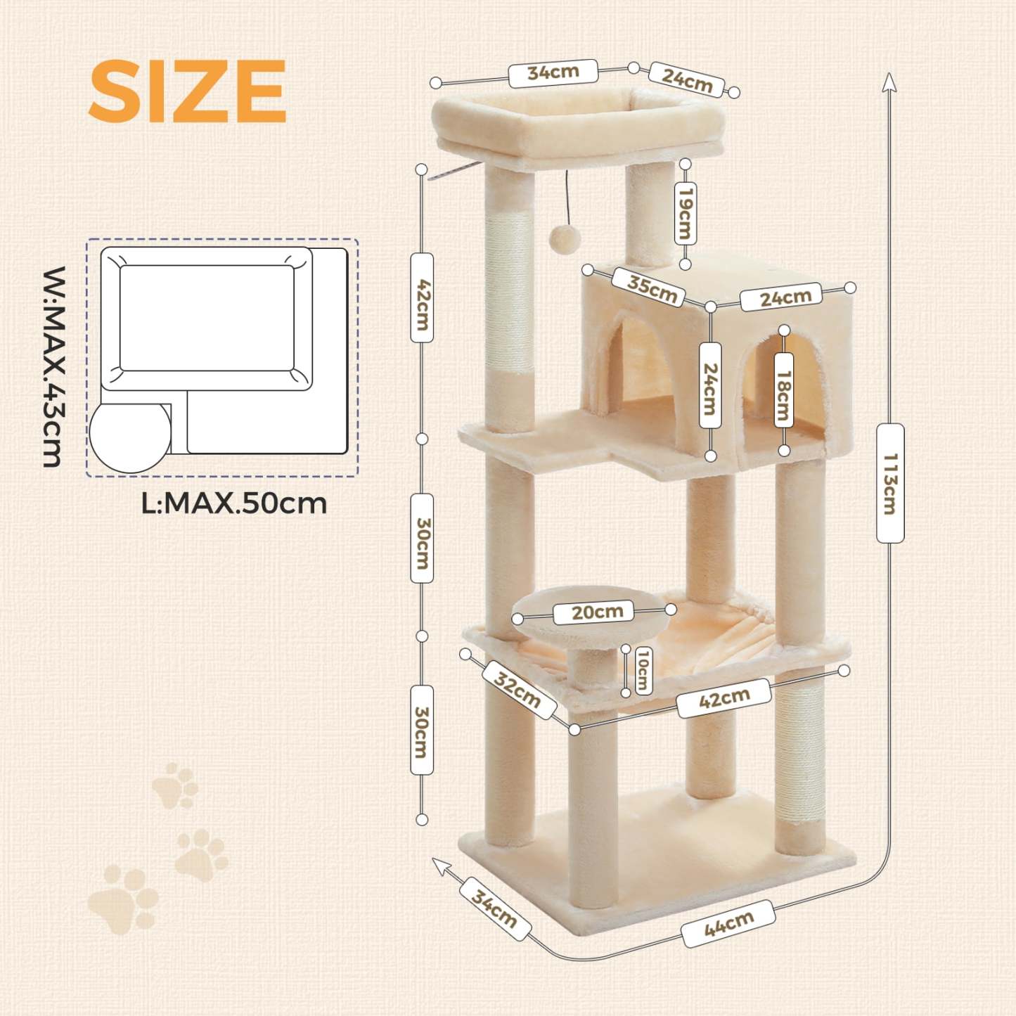  Cat Tree for Large Cats 56"Tall Cat Tower Condo with Scratching Post for Indoor Cats,Gray