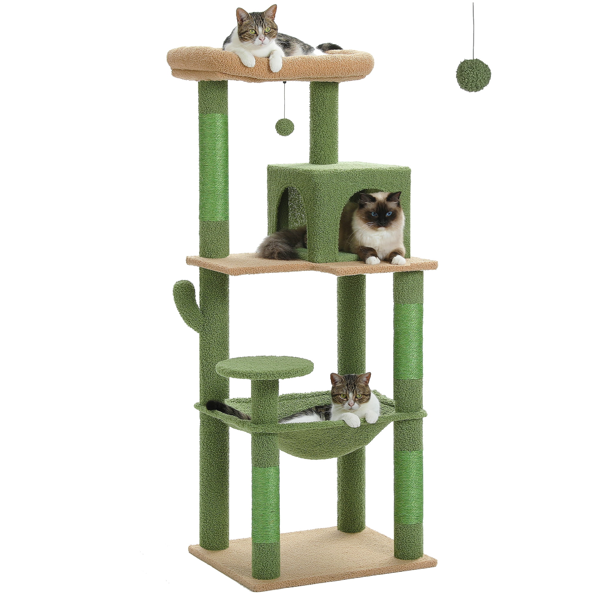 Cat Tree for Large Cats 56"Tall Cat Tower Condo with Scratching Post for Indoor Cats,Gray