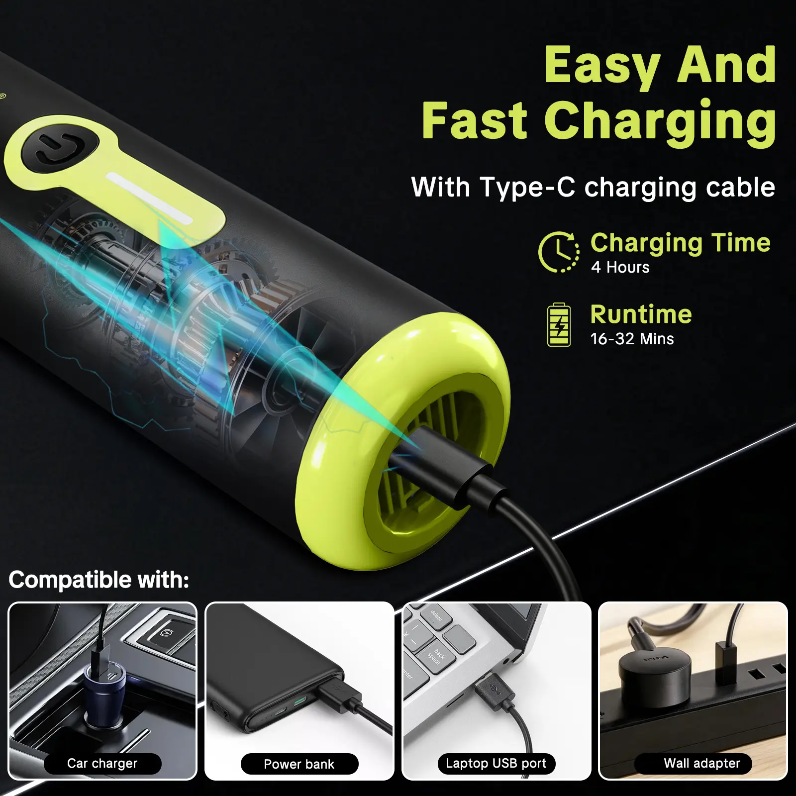 Car Vacuum Portable Cordless 20000Pa Handheld Cleaner