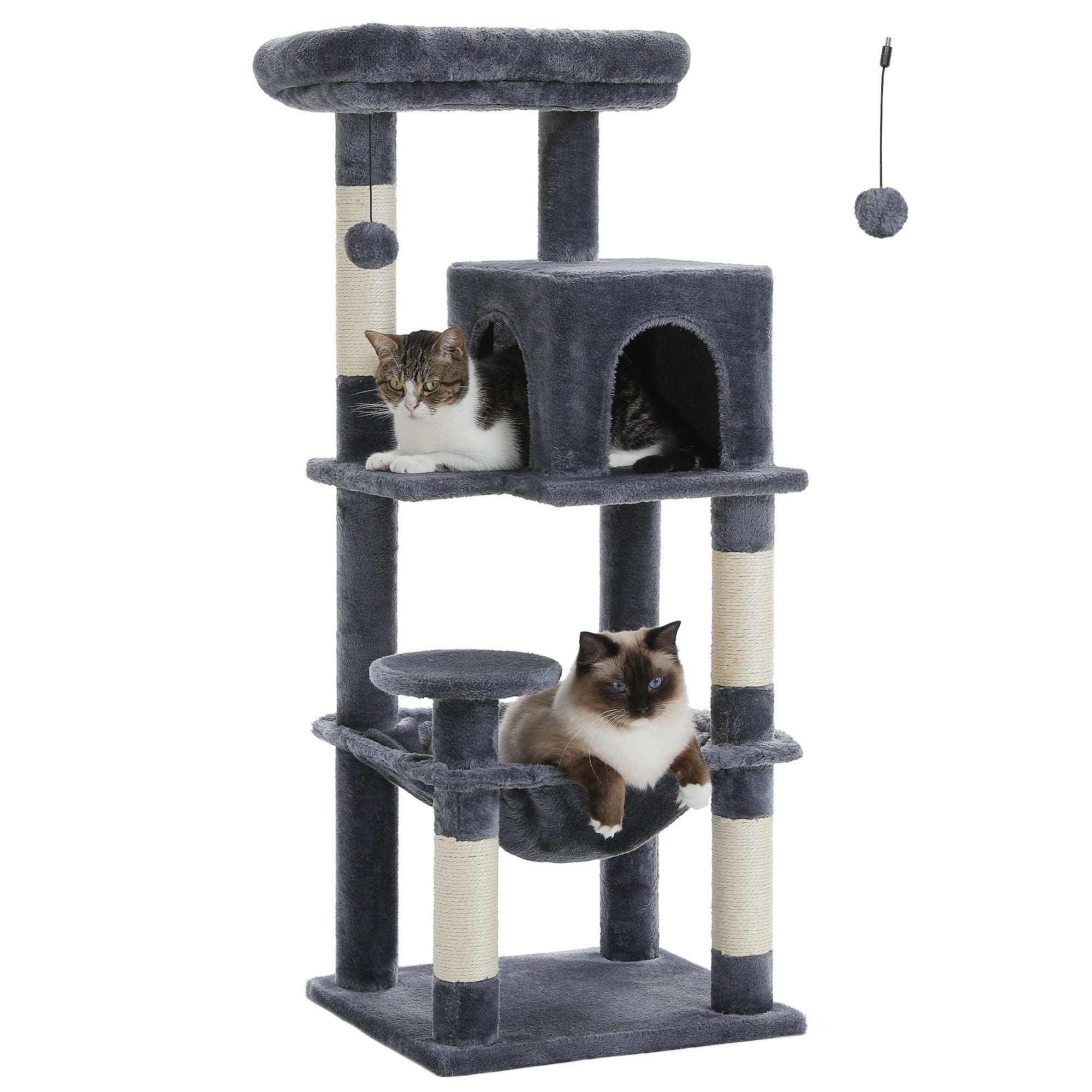  Cat Tree for Large Cats 56"Tall Cat Tower Condo with Scratching Post for Indoor Cats,Gray