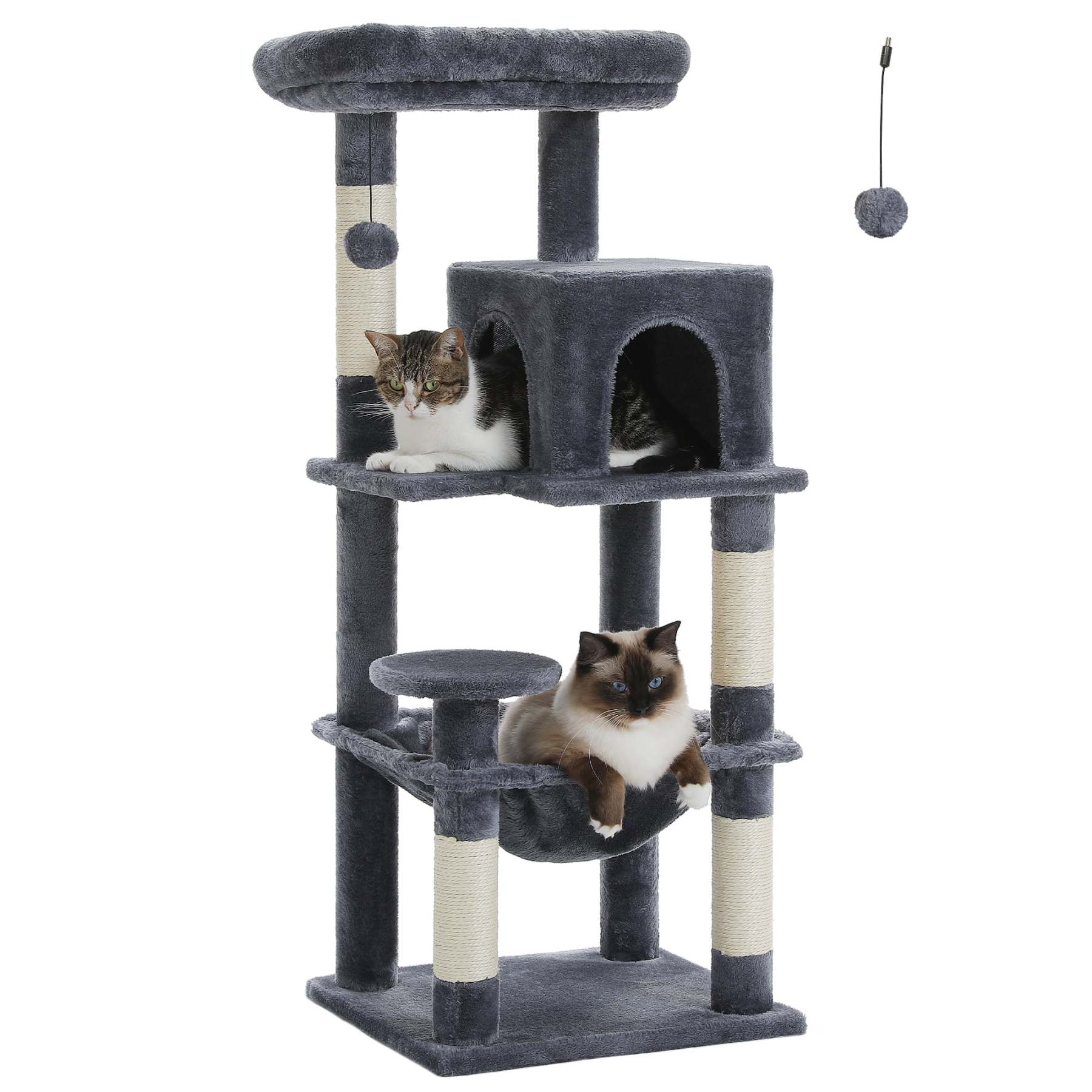  Cat Tree for Large Cats 56"Tall Cat Tower Condo with Scratching Post for Indoor Cats,Gray