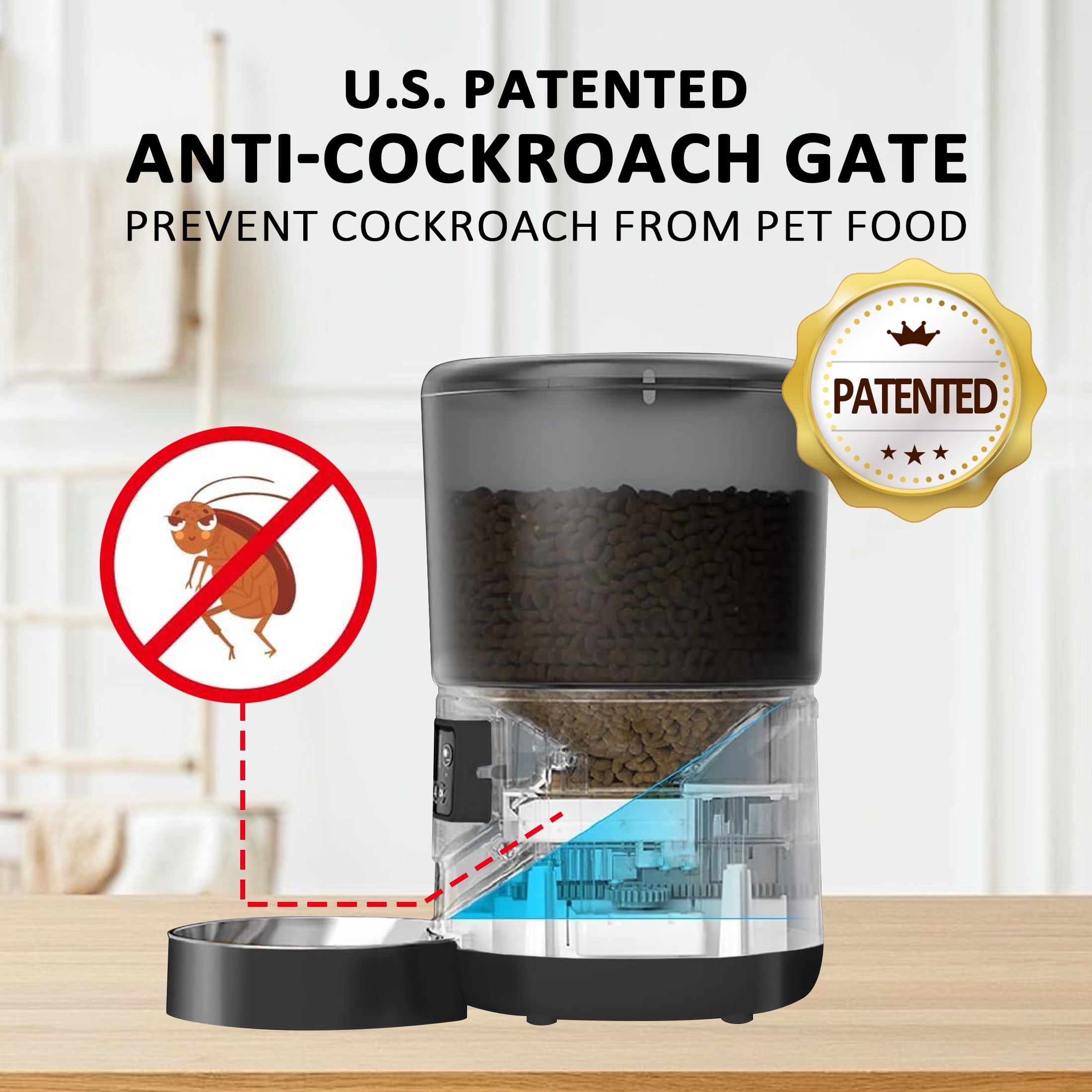 Automatic Cat Feeders with 304 Stainless Steel Bowl,4L Automatic Cat Food Dispenser with 1080P Camera