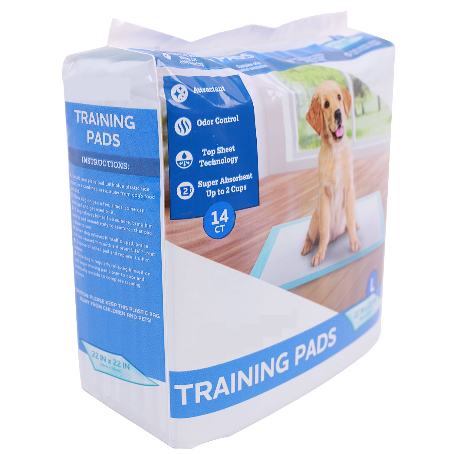 Training Pads – Super Absorbent, Leak Proof, & Fast Dry Dog and Puppy Pee Pads – L 22 in x 22 in, 14 Count