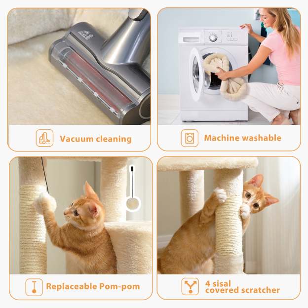  Cat Tree for Large Cats 56"Tall Cat Tower Condo with Scratching Post for Indoor Cats,Gray