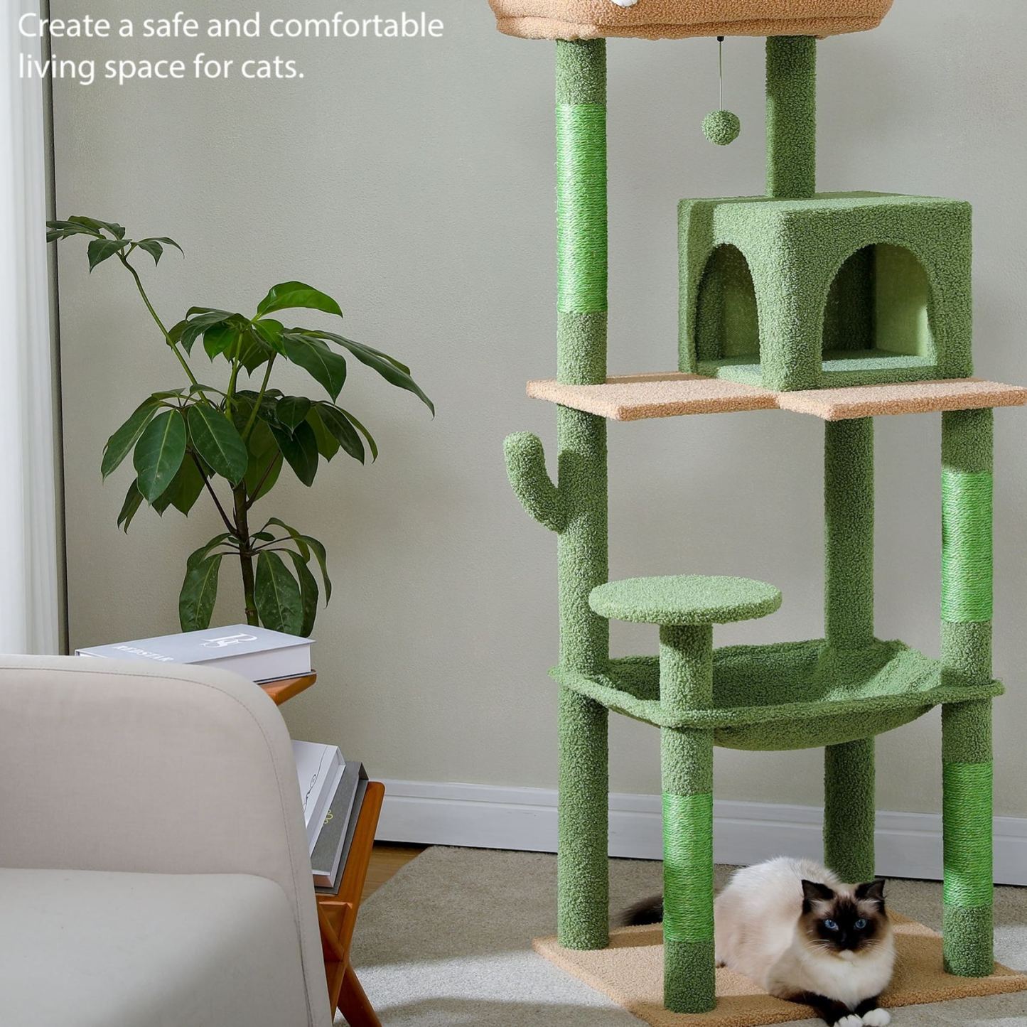 Cat Tree for Large Cats 56"Tall Cat Tower Condo with Scratching Post for Indoor Cats,Gray