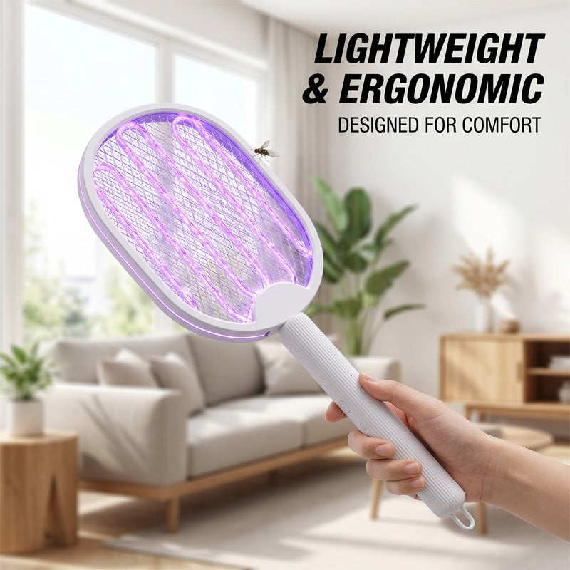 50K+ SOLD! 🏆 2‑in‑1 Foldable Mosquito Swatter – Manual zap + UV auto trap. USB rechargeable, folds flat for storage. Sleep bite‑free tonight!