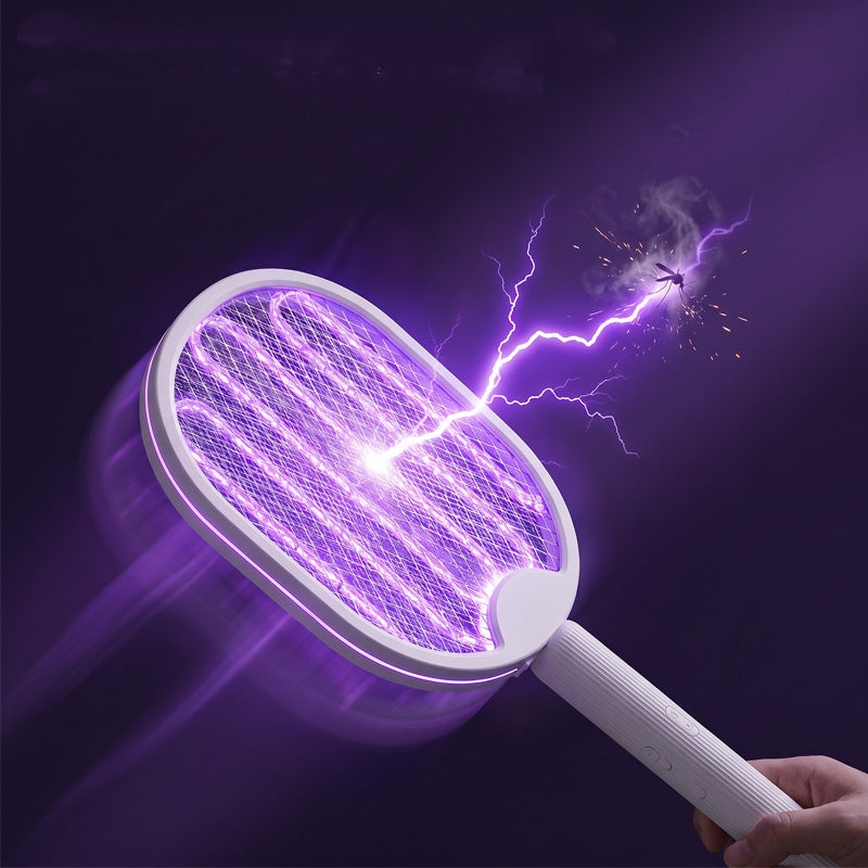 50K+ SOLD! 🏆 2‑in‑1 Foldable Mosquito Swatter – Manual zap + UV auto trap. USB rechargeable, folds flat for storage. Sleep bite‑free tonight!