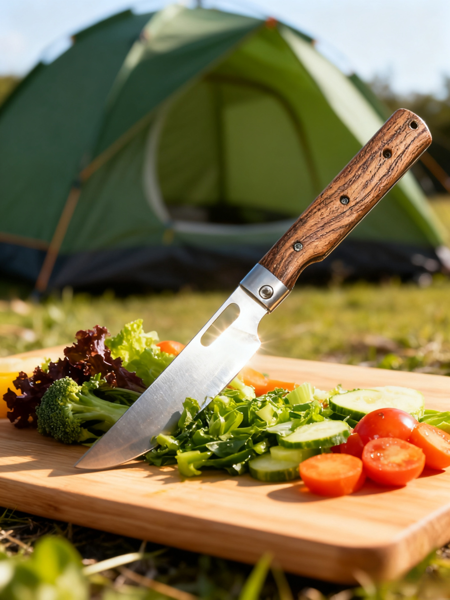 Nóż szefa kuchni ze stali nierdzewnej z drewnianą rączką