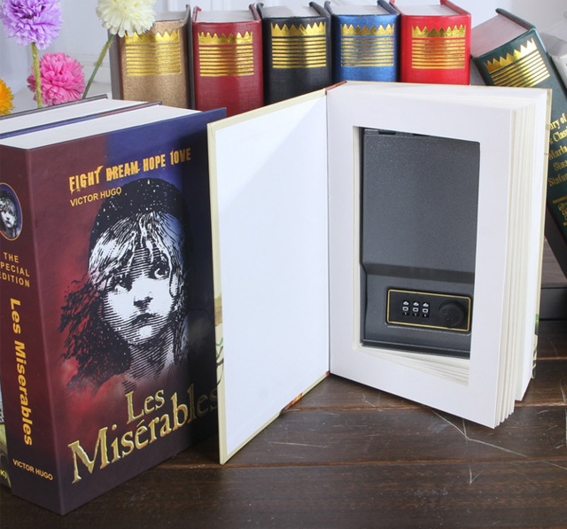 Tűzálló vízálló szimulációs könyvszéf, eltérítő könyvszéf tárolódoboz, titkos széfdoboz biztonsági k