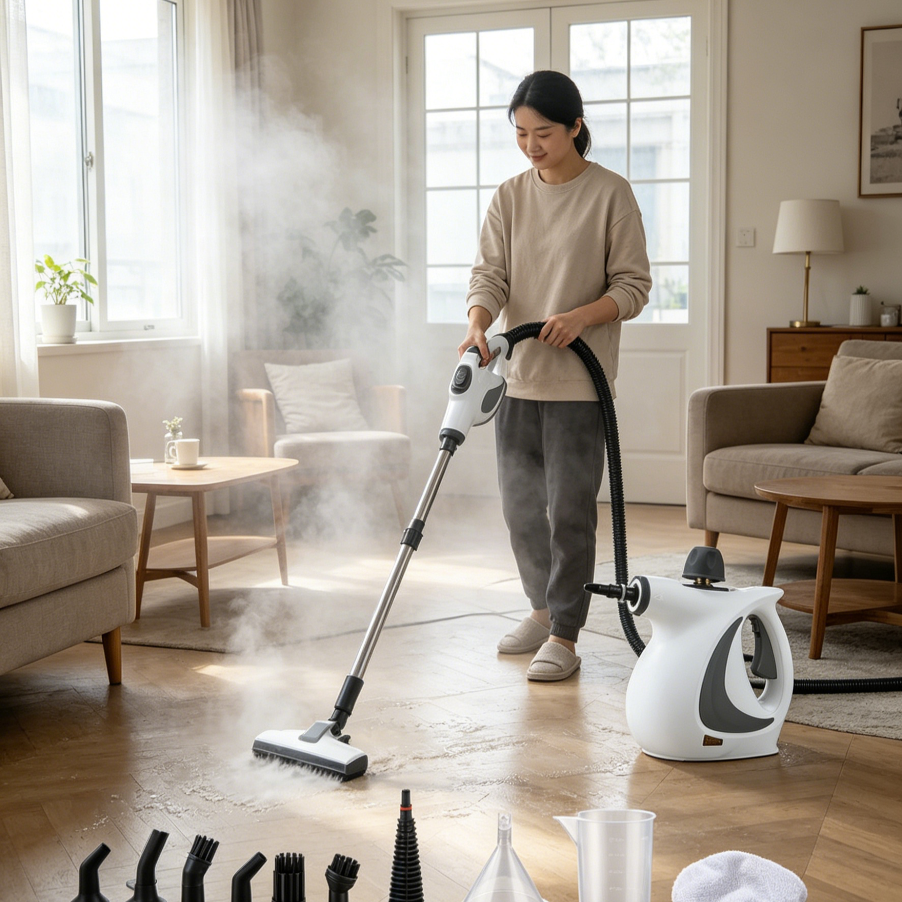 Multifunktionaler Hochdruck-Dampfreiniger mit 12-teiligem Zubehör-Set für Zuhause