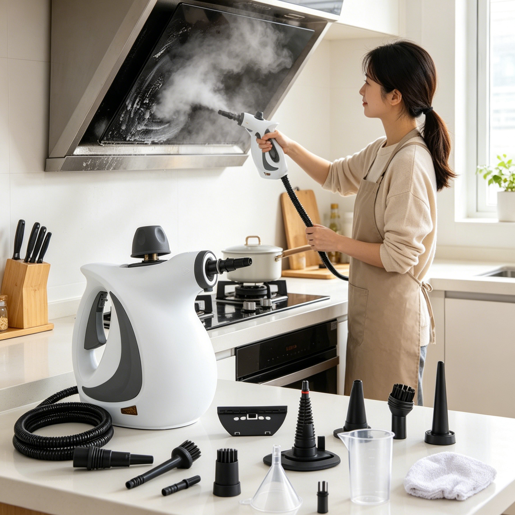 Multifunktionaler Hochdruck-Dampfreiniger mit 12-teiligem Zubehör-Set für Zuhause