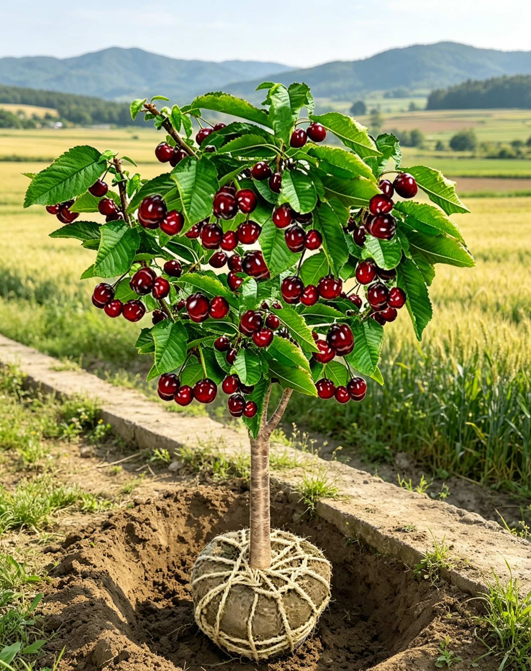 Premium Süßkirschen-Setzling | Trägt dieses Jahr Früchte | Selbstbefruchtend & Winterhart
