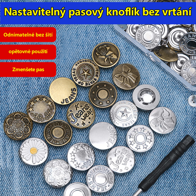 Nastavitelný knoflík na stažení pasu bez vrtání a šití