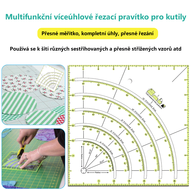 Víceúčelové pravítko pro řezání v různých úhlech