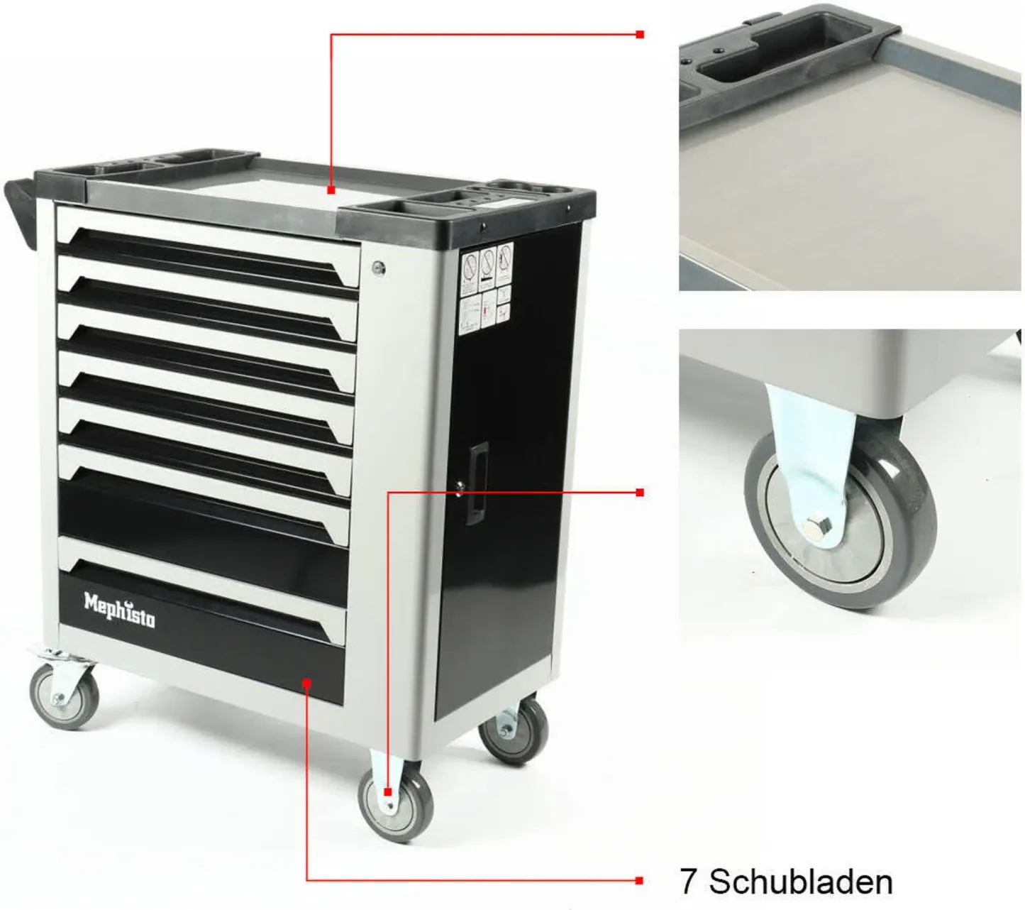 Mephisto Werkzeugwagen 7 Schubladen inkl. Rollgabelschlüssel