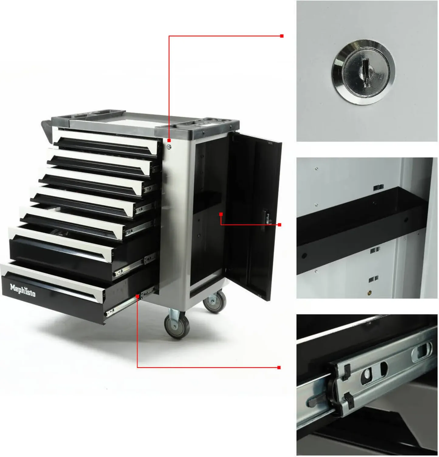 Mephisto Werkzeugwagen 7 Schubladen inkl. Rollgabelschlüssel