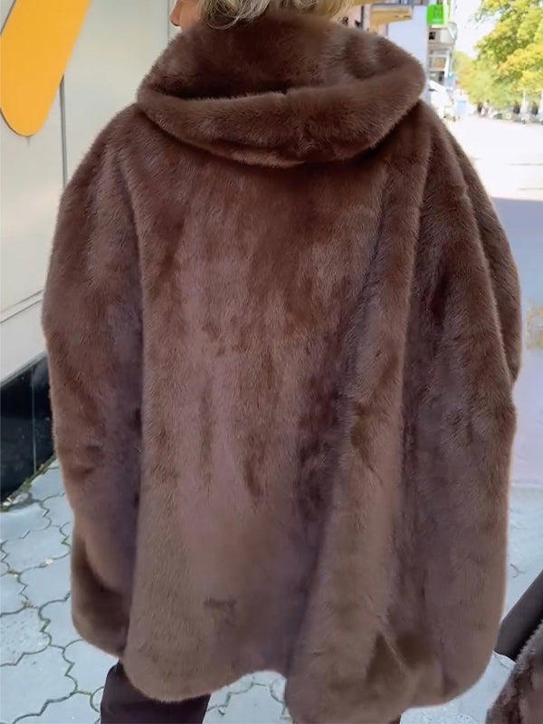 Pentru Femei: Haina Casual Plush Cu Glugă Imprimată Cu Dungi Verticale