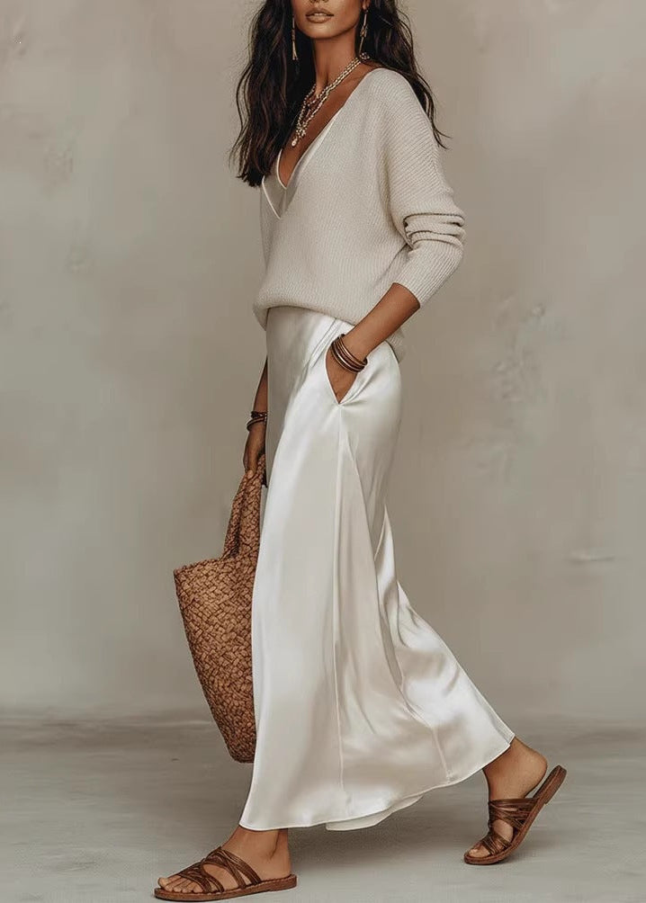 Rochie elegantă din satin cu pulover