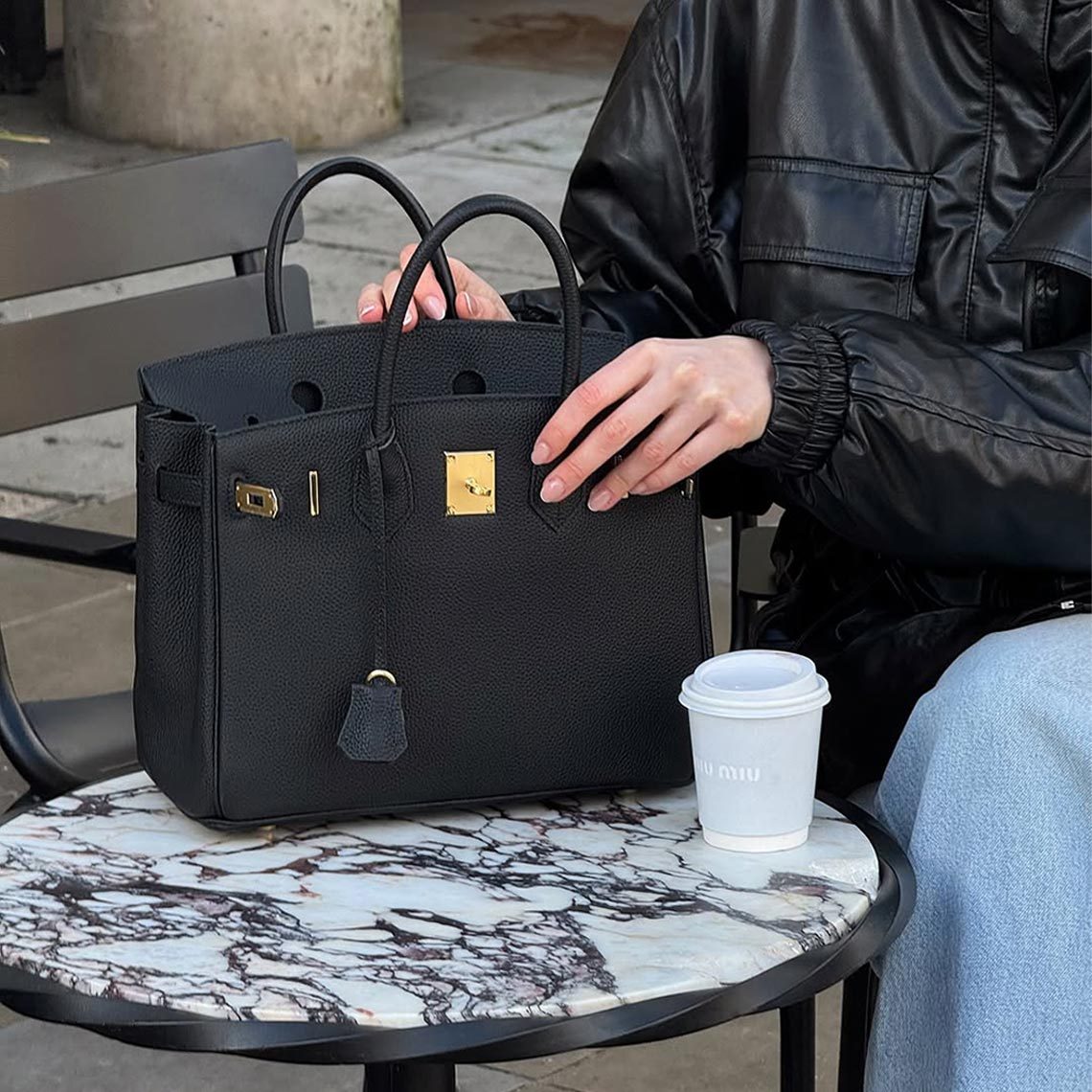 Top Grain Leather Inspired Birk Handbag