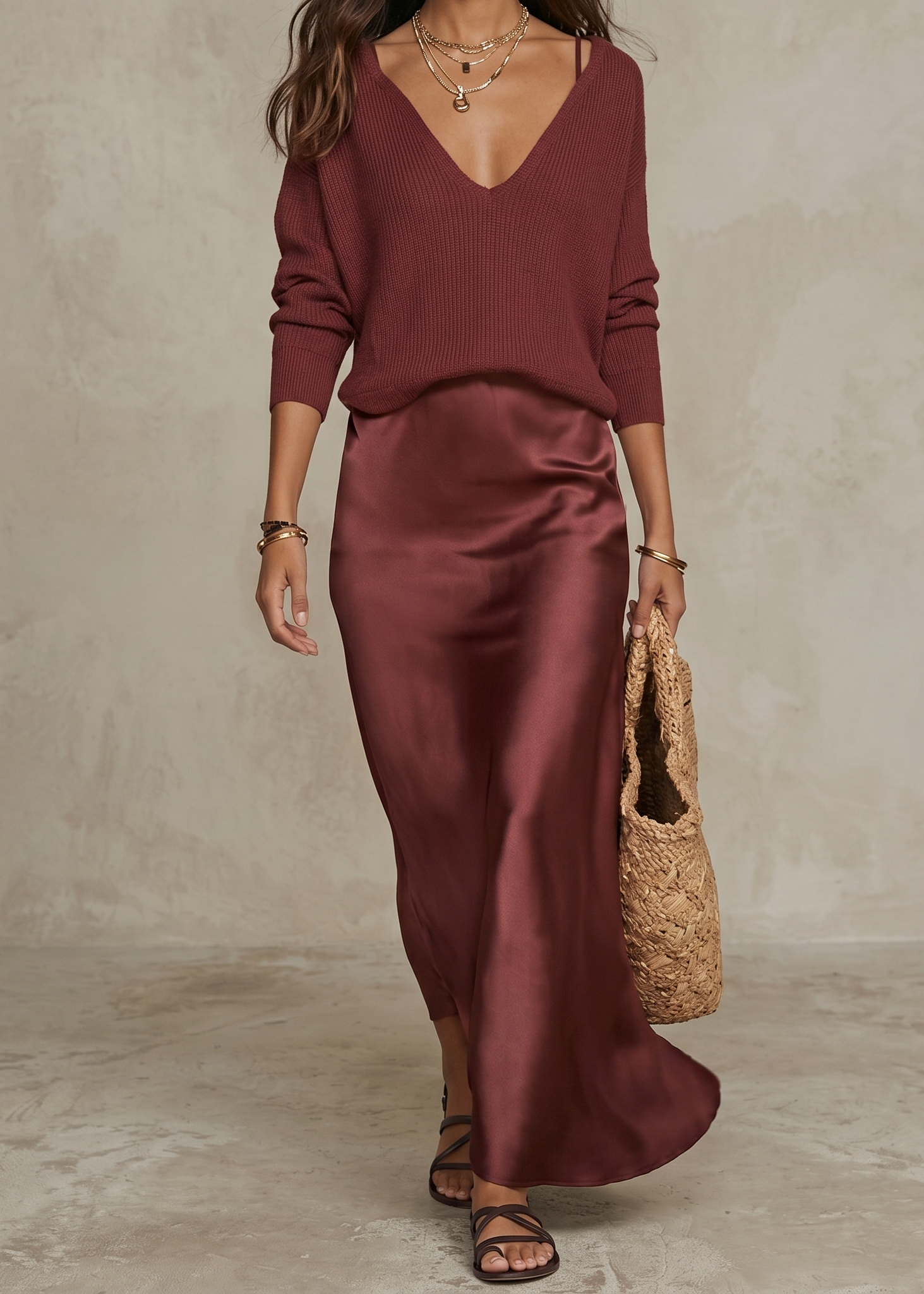 Rochie elegantă din satin cu pulover