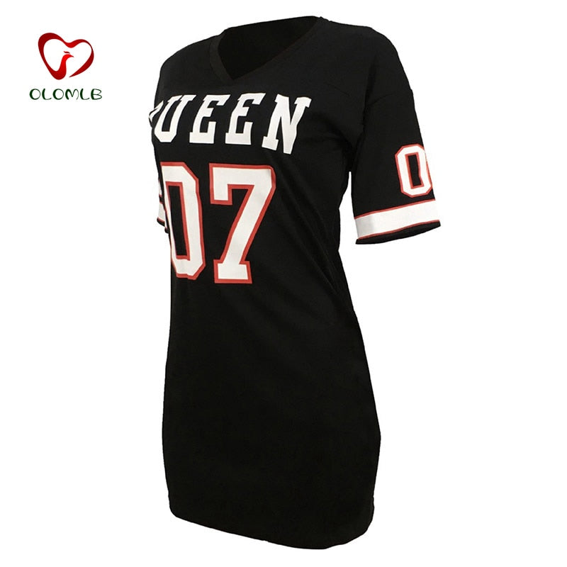 Rochie T-shirt largă, gât V 