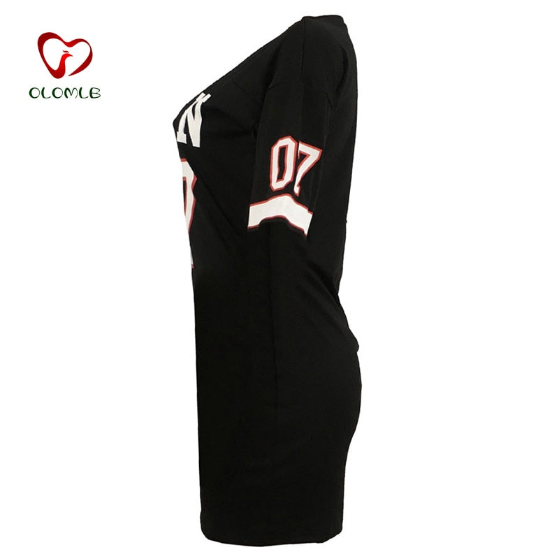 Rochie T-shirt largă, gât V 