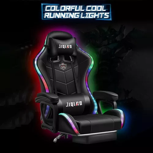 Silla Gamer Ergonómica Con Luces Led Reclinable Masajedor
