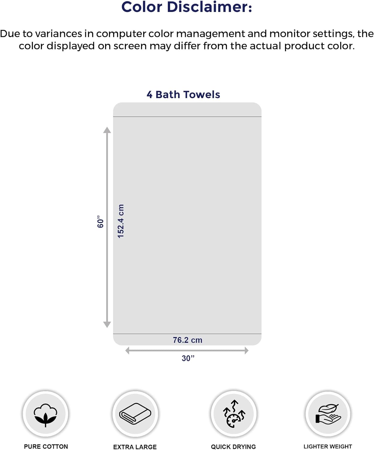 Toallas de baño extragrandes Tens Towels de 76 x 152 cm, 100 % algodón, más grandes y ligeras, de secado rápido, ligeras, súper suaves y absorbentes, perfectas para el baño.