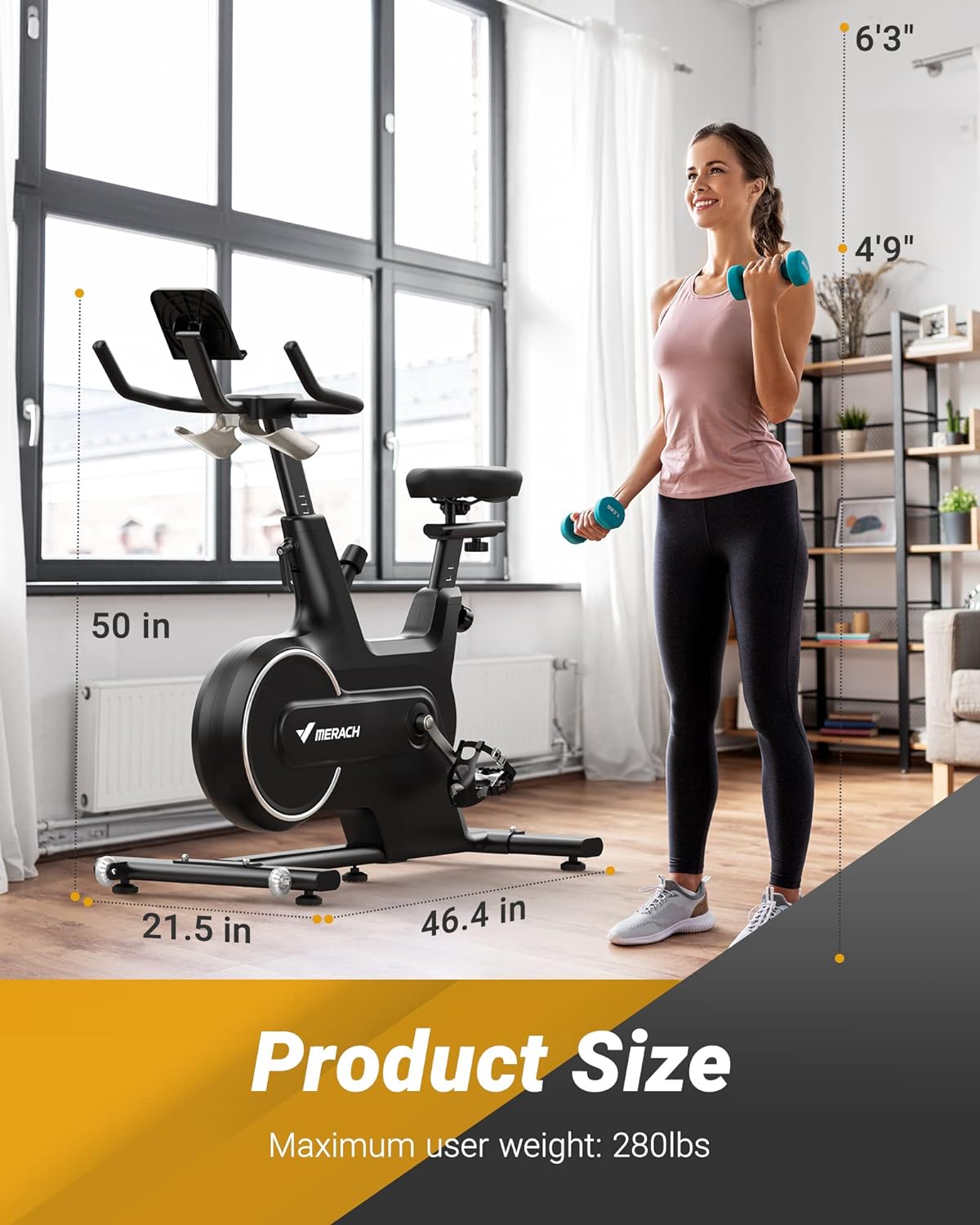 Bicicleta Estatica de Interior, MERACH Bicicleta Spinning en Casa con Resistencia magnética y Automática, Bicicleta Fija Bluetooth con Seguimiento de Datos de APP y Soporte iPad
