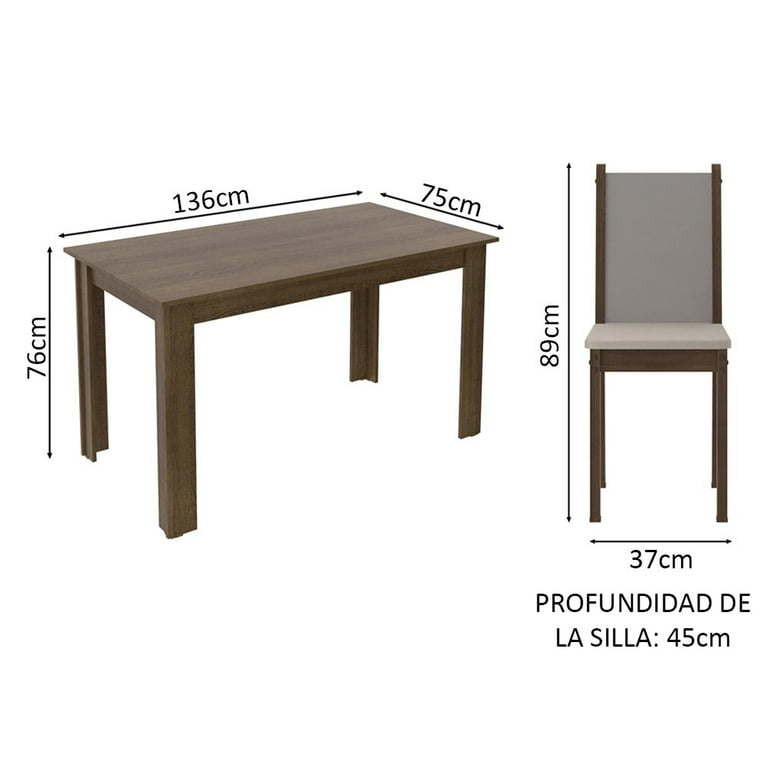 Juego de Comedor Mesa Madesa Bea Tapa de Madera con 4 Sillas Madesa XB045647GX4T-florero