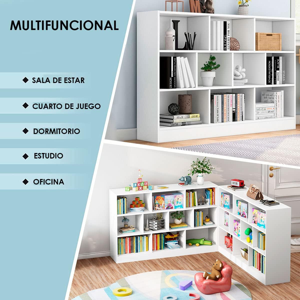 Librero Organizador Minimalista | Mueble con Entrepaños de Madera
