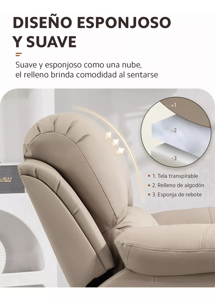 Sillón Sofá Mecedor Giratorio Reclinable Reposapiés